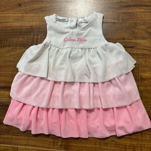 Calvin Klein Infant Dress in White and Pink